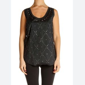 J. Crew Studded Metallic Tank‎ Top - Size Large - Sleeveless Shell Edgy Chic